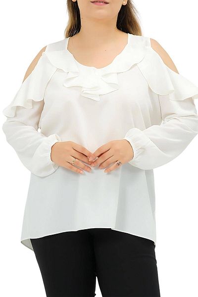 White evening blouses plus size best sale
