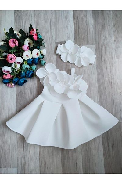Bisahane Girl's Orchid White Evening Dress 1-7 Years