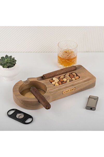 NOWACLUB Ahşap Puro Küllüğü, Puro ve Çerezlik bölmeli lüx Küllük