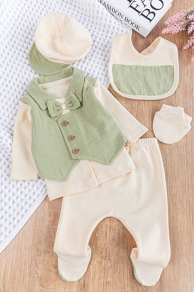Babymod 5 Piece Baby Boy Hospital Exit Bow Tie Set with Vest