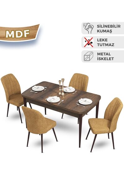 Canisa Concept Mun Serisi 80x132 Açılabilir Mdf Barok Ahşap Desen Masa Takımı...