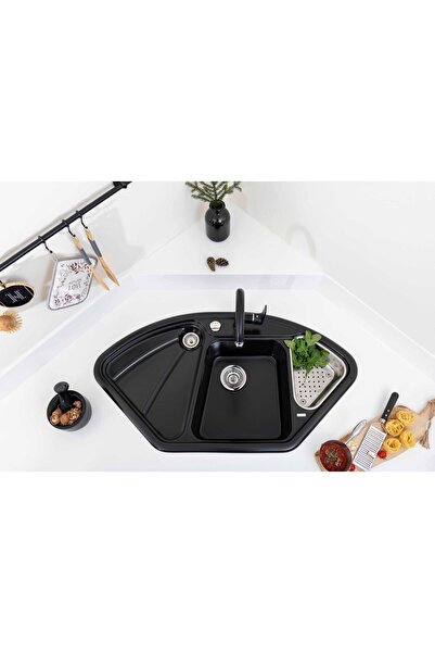 Nuevo Seramik Gl General Nuevo Elegance Seramik Black Köşe Eviye