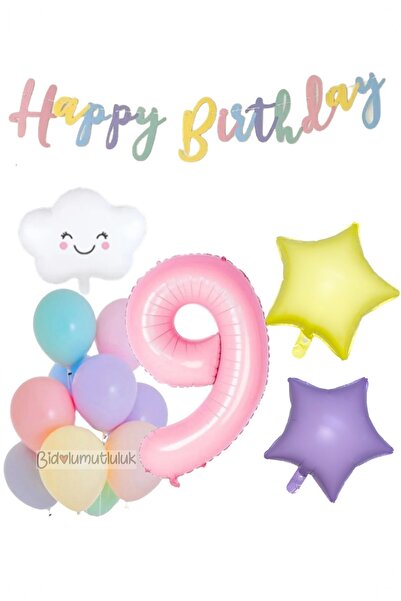 BİDOLUMUTLULUK Rainbow Birthday Set Party Entertainment Rainbow Banner