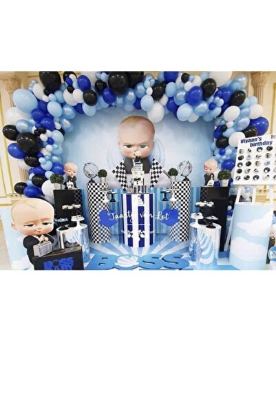 SYC PARTY Boss Baby Balon Patron Bebek Temalı Balon Siyah Beyaz Mavi 30 Adet Balon 12 inç