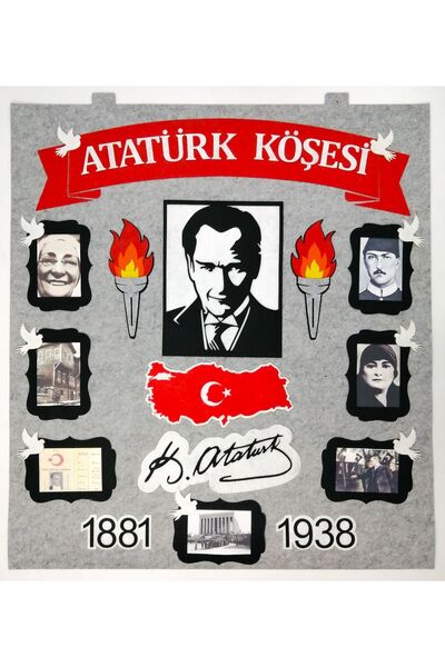 keçeli dünyam Atatürk Köşesi Gri Zeminli (KEÇE EĞİTİM MATERYALİ)