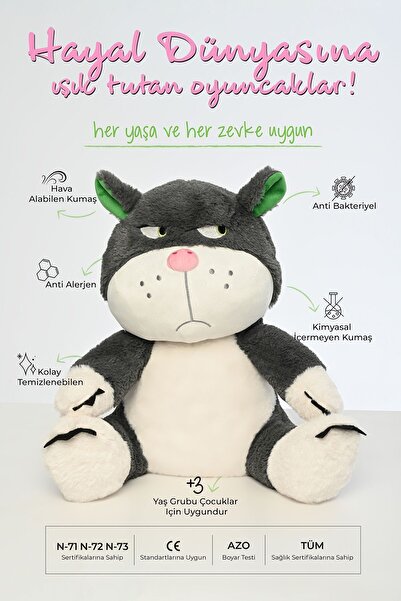 Pufu Toys Asabi Kedi Peluş Oyuncak Oyun Arkadaşı 45 Cm