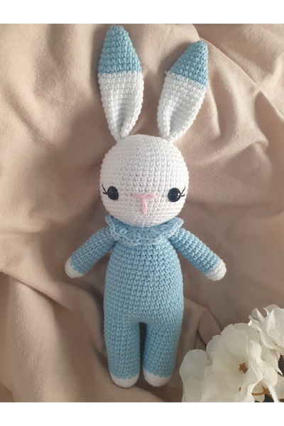 On marifet yün ve hobi dünyası Amigurumi örgü oyuncak uyku arkadaşı minik tavşan renkli