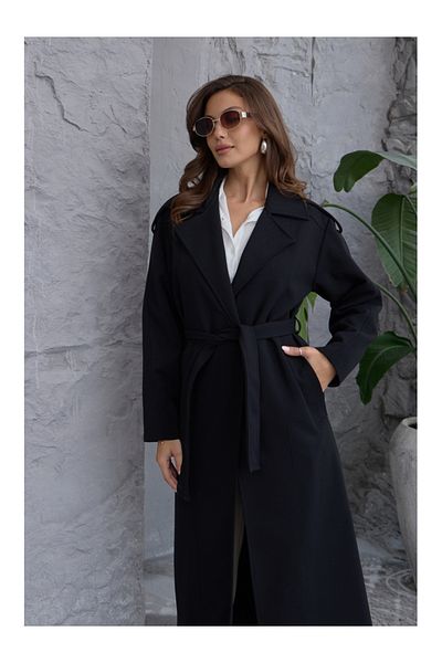 Elif Özbey Butik Black Premium Belted Epaulettes Trench Coat