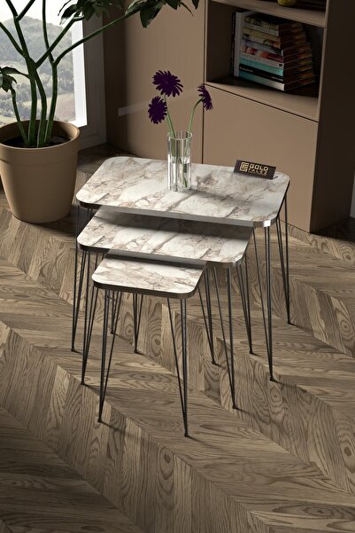 GOLDFALEZ Zigon Sehpa Kr Gümüş Efes Tel Siyah Ayak