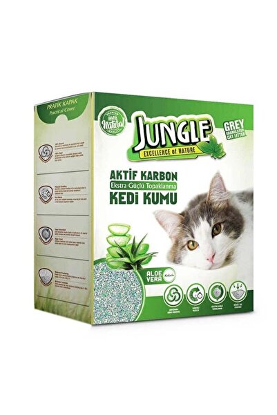 Jungle İnce Taneli Karbonlu ve Aloeveralı Topaklanan Kedi Kumu 6 Lt