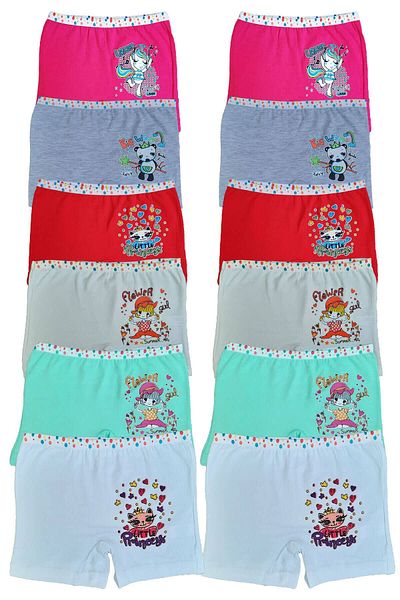 Momslab Slip boxer din bumbac lycra colorat pentru fete - set de 12