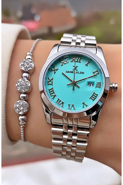 Daniel Klein Silver Color Waterproof Women's Wristwatch - With Bracelet Gift