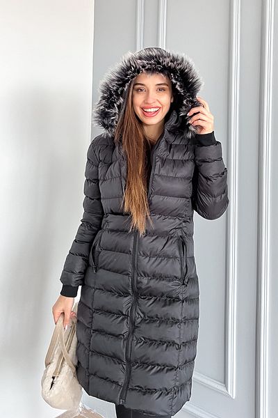 ModaPlaza Palton puf cu glugă pentru femei 5165
