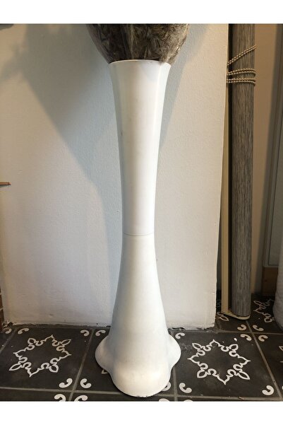 Atak Hediyelik Dekoratif fil ayak mika beyaz yer vazosu 60 cm