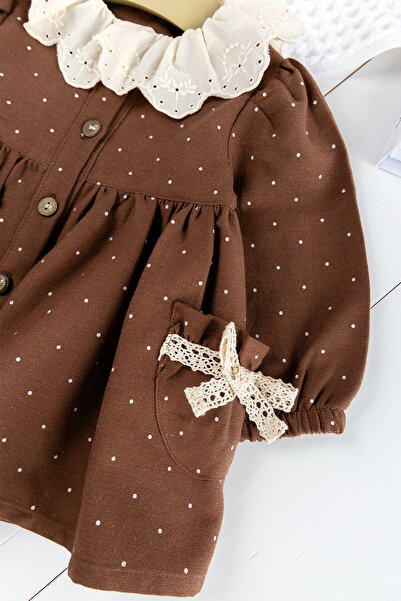 Babymod Fisto Yakalı Puantiyeli Önden Düğmeli Kız Bebek Elbise