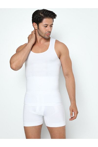 bejamonti chocolate baby kids Secret Moda Men's White Corset - Belly and Waist Abdominal Tank Style