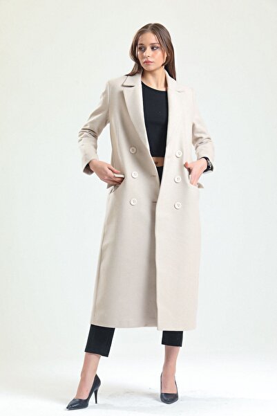 Sense Lined Patterned Long Coat| Kbn34176 Beige