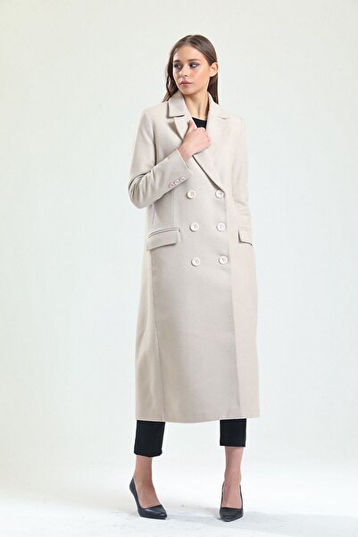 Sense Lined Patterned Long Coat| Kbn34176 Beige