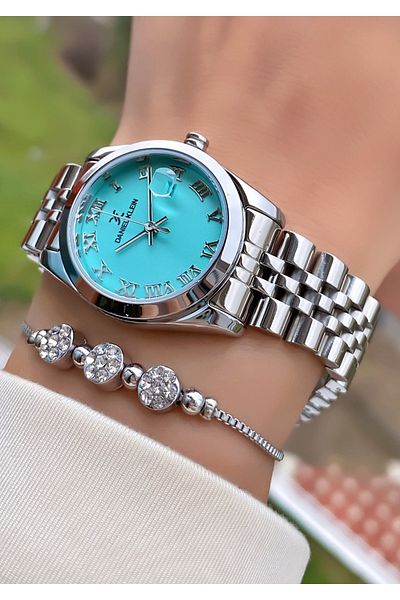 Daniel Klein Silver Color Waterproof Women's Wristwatch - With Bracelet Gift