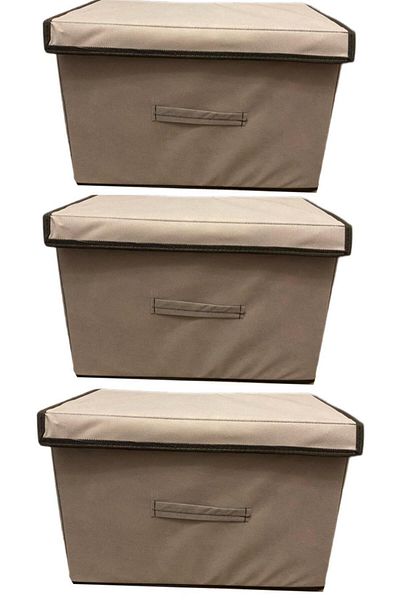 TURİNHOME 3 Boxes, Multi-Purpose Box, Fabric Box, Organizer with Lid