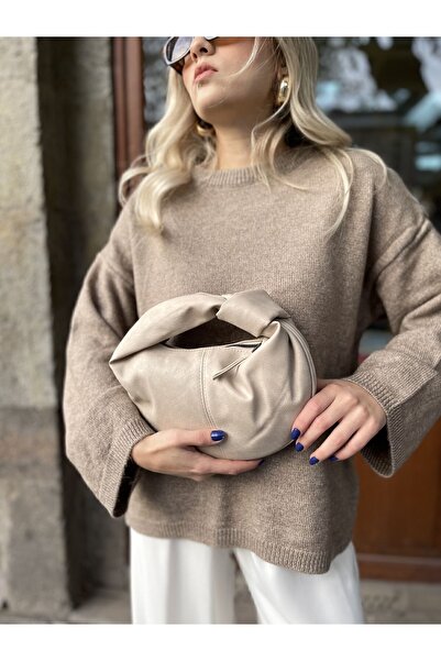 NİSSEA Mini geantă de mână cu noduri crem pentru femei