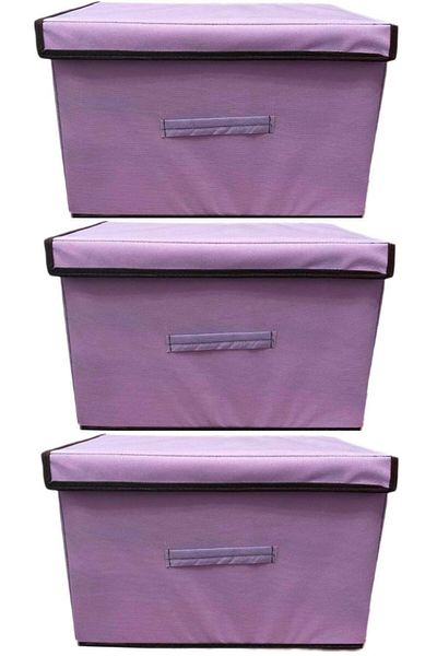 TURİNHOME 3 Boxes, Multi-Purpose Box, Fabric Box, Organizer with Lid