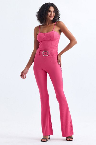 Sense Pink Ottoman Trousers - Belt Detail, Pnt34753