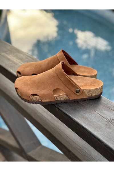Uniqueqoop Παντόφλες Unisex Ανατομικές Σόλα από Γνήσιο Δερμάτινο Μανιτάρι