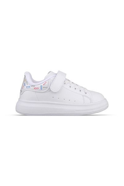 MP ONE Tenis alb Velcro pentru copii mari - cu șireturi