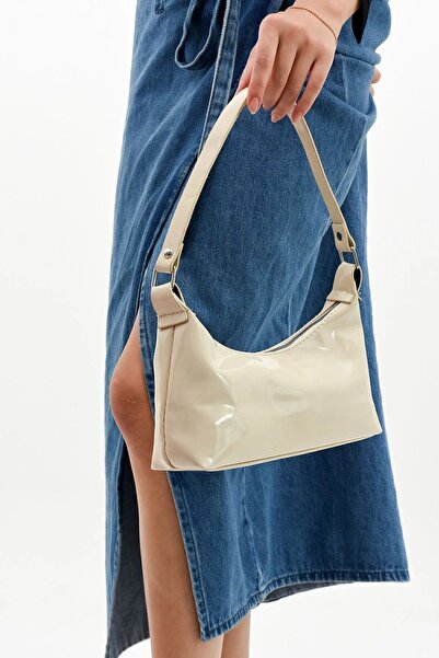 MODA ELF Kadın Acı Krem Rugan Omuz Çantası