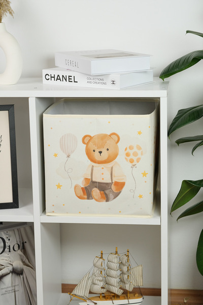 PH Prendi Home Teddy Bear Printed Cute Toy Organizer - Cabinet Without Lid, 30x30x30 Storage Box