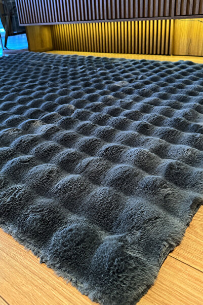 MYHOME HALI Bubble Rabbit Yıkanabilir Kaymaz Taban Post Halı Antrasit