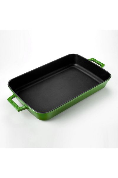 Lava Cast Rectangular Rosto and Oven Tray Cast Iron Solid Double Handle Size 26x40cm