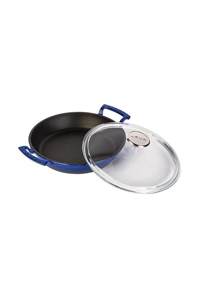 Lava 24cm Cast Round Pan - Glass Lid, Double Handle Iron Solid