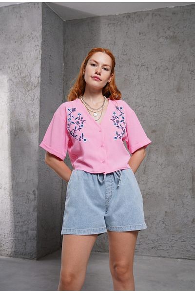 jöns since 1997 Damă - Pantaloni scurți albastru din denim cu buzunare și talie elastică
