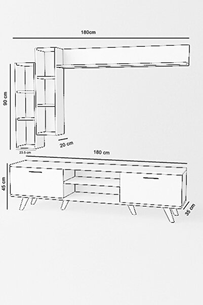 Moonlife İstanbul Dolaplı Tv Ünitesi 2 Beyaz Ceviz