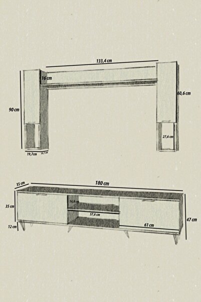 Moonlife İstanbul Dolaplı Kapaklı Tv Ünitesi Beyaz