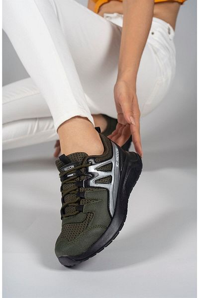 Riccon Khaki-schwarzer Unisex-Sneaker 0012705