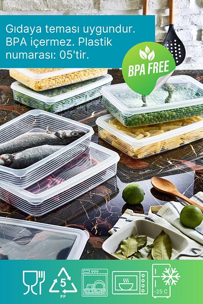 GRİMOR Life 2.3 Lt Transparent Deep Freezer Storage Set - 4 Refrigerator Organizer
