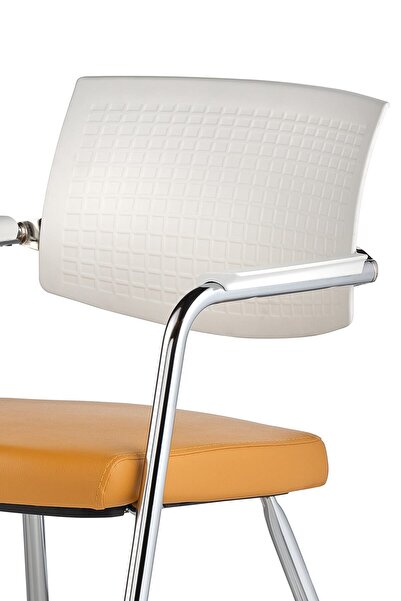 Bürotime Point 4 Tekerli Çalışma Koltuğu Hardal/beyaz