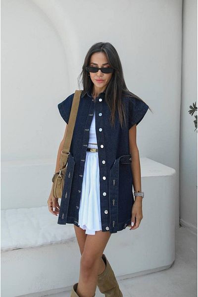 Lady Pixie Belted Women's Denim Vest