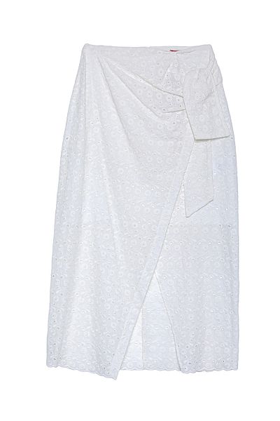 Quzu Fusta Midi Ecru Scallop - Cu Detaliu Cravata