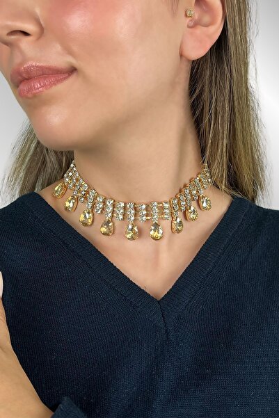 Furtek Aksesuar Kadın Elegante Model Kristal Zirkon Taşlı Gold Pırlanta Abiye...