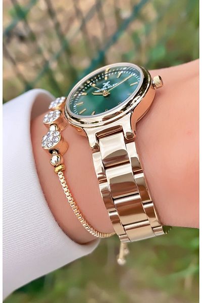 Daniel Klein Gold Color Waterproof Women's Wristwatch and Bracelet Gift