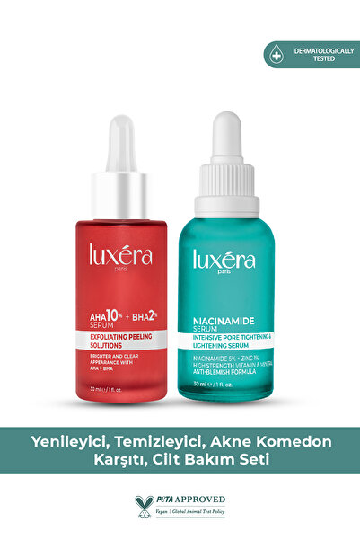 luxera paris Yenileyici, Temizleyici, Akne Komedon Karşıtı, Kusursuzlaştırıcı Set (NİACİNAMİDE KIRMIZI PEELİNG)