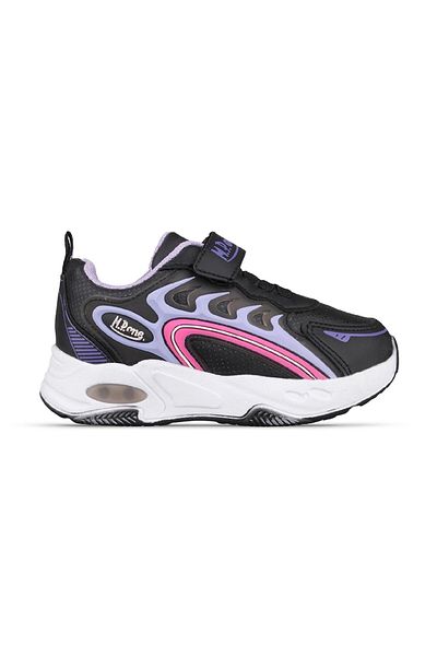 MP ONE Girl's Black-Purple Sneaker - Velcro and Lace-Up