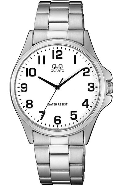 Q&Q Unisex Silver Classic Watch - Frame and Metal Cord Sleeve, White Dial, Black Numeral