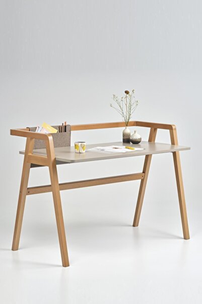 Bürotime Pi Home Çalışma Masası & Kalemlik & Toolbox & Keçe Askılık - Kum Rengi