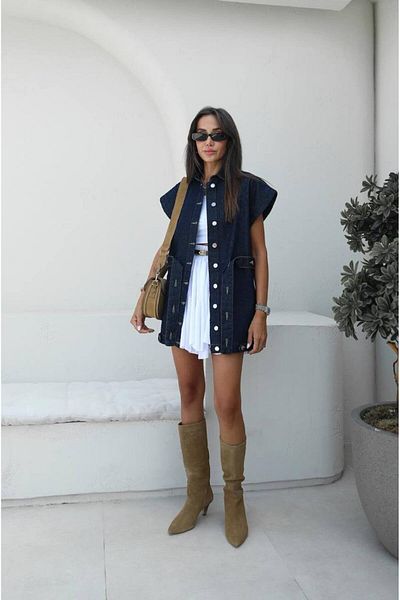 Lady Pixie Belted Women's Denim Vest