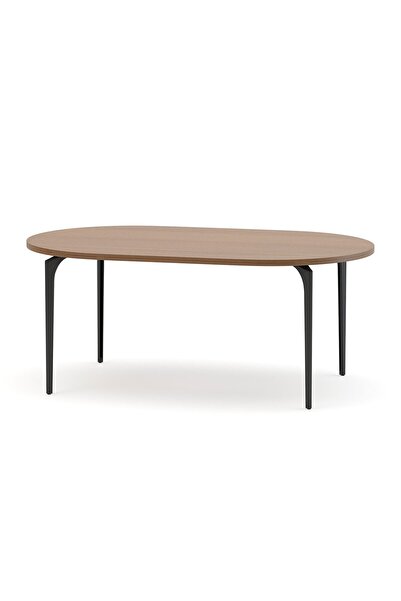 Bürotime Arte Sehpa, Melamin, Oval, Fındık & Antrasit